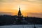 On the Sunset. Temple of St. Sergius of Radonezh