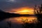 Sunset at Teslin river in Yukon territory, Canada