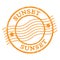 SUNSET, text written on orange  postal stamp