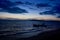 Sunset in thailand with blue cloudy sky and a boat