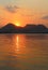 Sunset time, fateh sagar lake, udaipur, rajasthan, India.