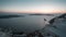Sunset time lapse at the village Fira with white houses in Santorini Island in Greece