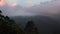 Sunset time in the mountain. View to the Little Adam`s peak, Sri-Lanka.