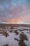 Sunset time after snow storm seen from Wahweap Overlook Viewpoint