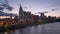 A sunset timelapse of the city of nashville from a bridge across the cumberland river, tennessee