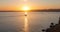 Sunset timelapse over Red sea with tourist boats, Egypt