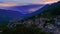 Sunset to night timelapse.alps mountains. spectacular sunset in the italian alps. panoramic view. alps italy. Valtellina