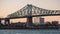 Sunset to night timelapse of the Montreal city skyline, Belvedere Jacques Cartier Bridge with St Lawrence river