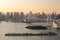 Sunset of Tokyo Bay with Rainbow Bridge in Odaiba city skyline