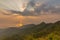 Sunset on top of the mountain in pompee national park at Kanchanaburi