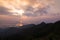 Sunset on top of the mountain in pompee national park at Kanchanaburi