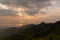 Sunset on top of the mountain in pompee national park at Kanchanaburi