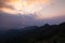 Sunset on top of the mountain in pompee national park at Kanchanaburi