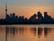 Sunset in Toronto, Ontario, with reflection in the lake