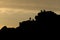 Sunset tourism at stanage edge, a couple take a selfie, climbers too