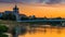 sunset in a town near river, Vilnius