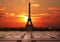 Sunset at trocadero with Eiffel Tower