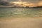 Sunset on the tropical sandy beach on the Koh Chang island in Thailand.