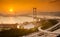 Sunset of Tsing Ma Bridge in Hong Kong