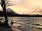 Sunset at Two Medicine Lake and Sinopah Mountain 2