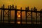 sunset at U-Ben Bridge with myanmar people, Amarapura, Mandalay, Myanmar