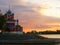 Sunset in Uglich, Russia at the Church of Demetrius on the Blood