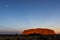 sunset at Uluru with the moon, ayers Rock, the Red Center of Australia, Australia