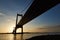 Sunset under the Lillebaelt Bridge in Denmark