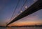 Sunset under the Tsing Ma Bridge of Hong Kong.