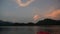 Sunset vanilla sky in lake reservoir beatiful mountain serene tropical nature