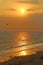 Sunset on the Varkala beach. South India