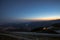 Sunset on venetian prealps and Vittorio Veneto mountain hut,