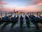 Sunset in Venice. Classic view of the promenade. Venetian romance. Italy