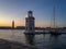 sunset in venice with a lighthouse