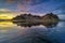 Sunset at Vestrahorn, a 454 metre tall scree mountain, mainly made up of gabbro and granophyre rocks Stokksnes peninsula, East