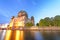 Sunset view of Berliner Dom along Spree river. City Cathedral in