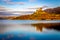 Sunset view of Castle Maol, a ruined castle located near the harbour of the village of Kyleakin, Isle of Skye, Scotland