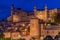 Sunset view of the cityscape of Urbino, Italy