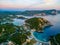 Sunset view of coastline of Paleokastritsa on Greek island Corfu