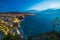 Sunset view of coastline Sorrento and Gulf of Naples, Italy