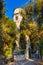 Sunset view of Colline du Chateau Castle Hill and Tour Bellanda Tower in Nice over French Riviera of Mediterranean Sea in France