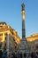 Sunset view of Column of the Immaculate near Spanish Steps and Piazza di Spagna in city of Rome, Ital