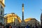 Sunset view of Column of the Immaculate near Spanish Steps and Piazza di Spagna in city of Rome, Ital