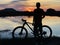 The sunset view with cyclist