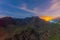 Sunset view of Degollada de La Yegua viewpoint at Gran Canaria, Canary islands, Spain
