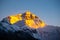 Sunset view of Everest summit.