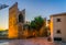 Sunset view of fortification of Alcudia town at Mallorca, Spain