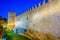 Sunset view of fortification of Alcudia town at Mallorca, Spain