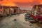 Sunset view of Grand Canal with gondolas in Venice