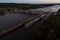 Sunset View of Greenup Locks and Dam - Ohio River - Kentucky and Ohio